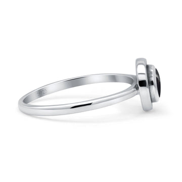 Round Thumb Ring Statement Fashion Ring Oxidized Simulated Black Onyx Solid 925 Sterling Silver